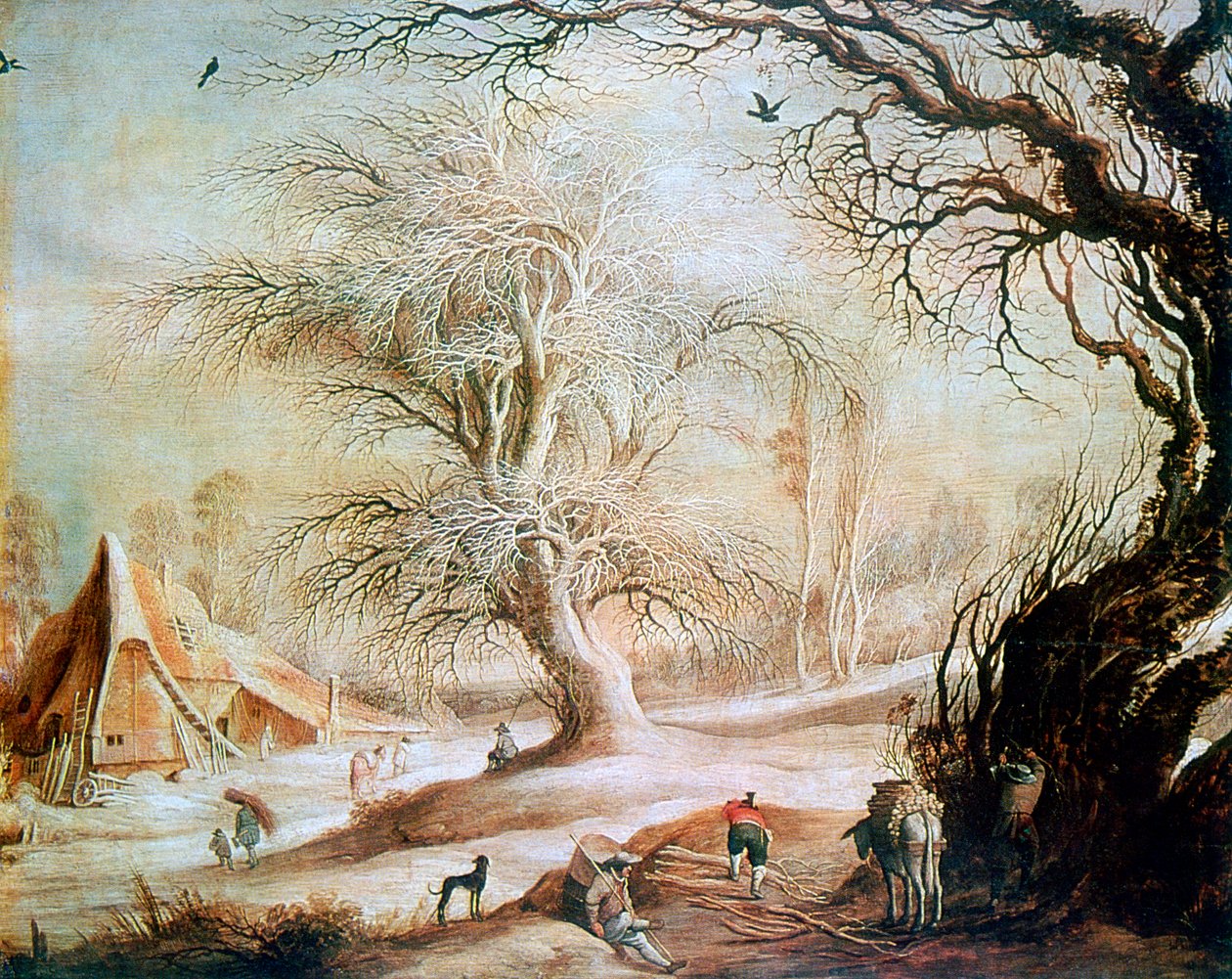 Winterlandschap, c1606-1656 door Gysbrecht Leytens