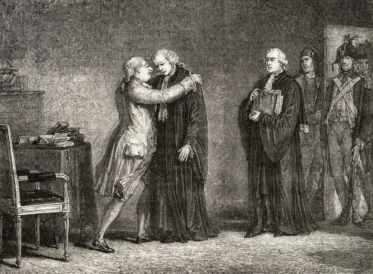 Koning Lodewijk XVI ontmoet De Malesherbes door H. de la Charlerie