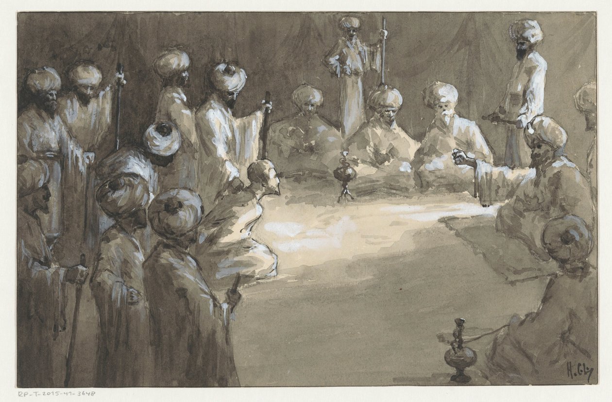 Bijeenkomst van mannen door H.C. Louwerse (signed by artist)