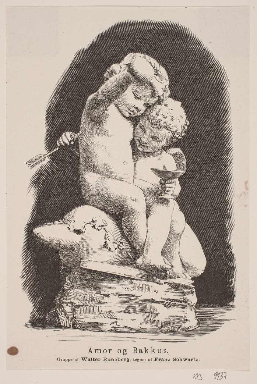 Amor en Bacchus door H. C. Henneberg