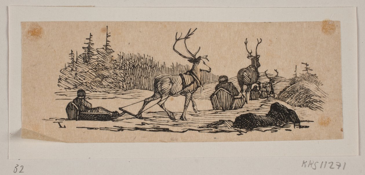Sleeën met rendieren door H. C. Henneberg