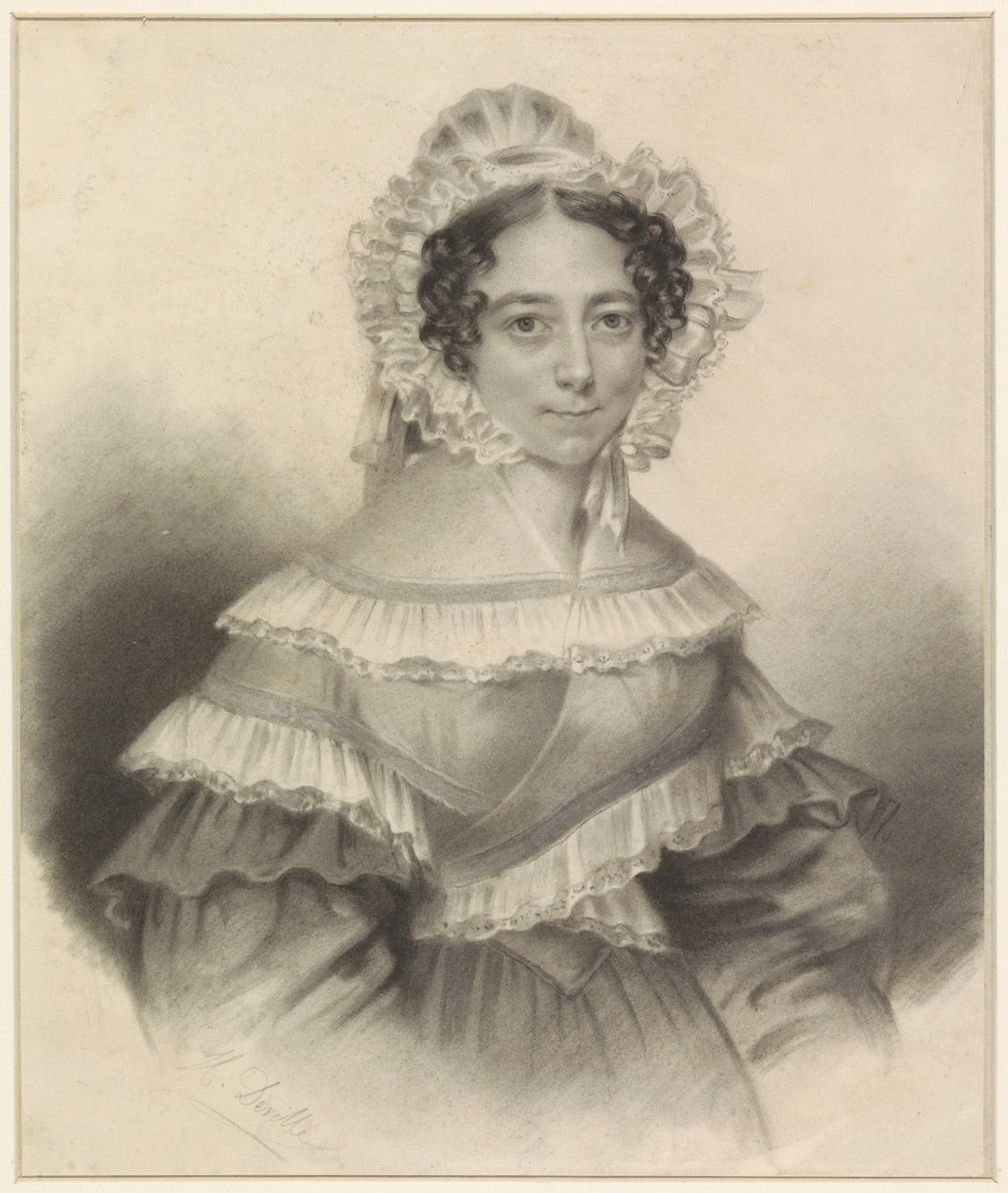 Portret van een dame door H. Deville