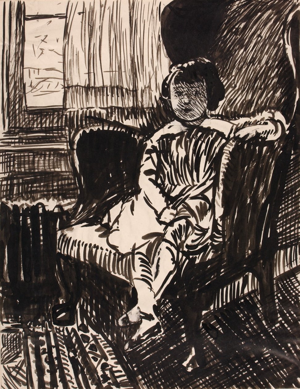 Zonder titel (Zittend meisje in stoel) door H. Lyman Sayen