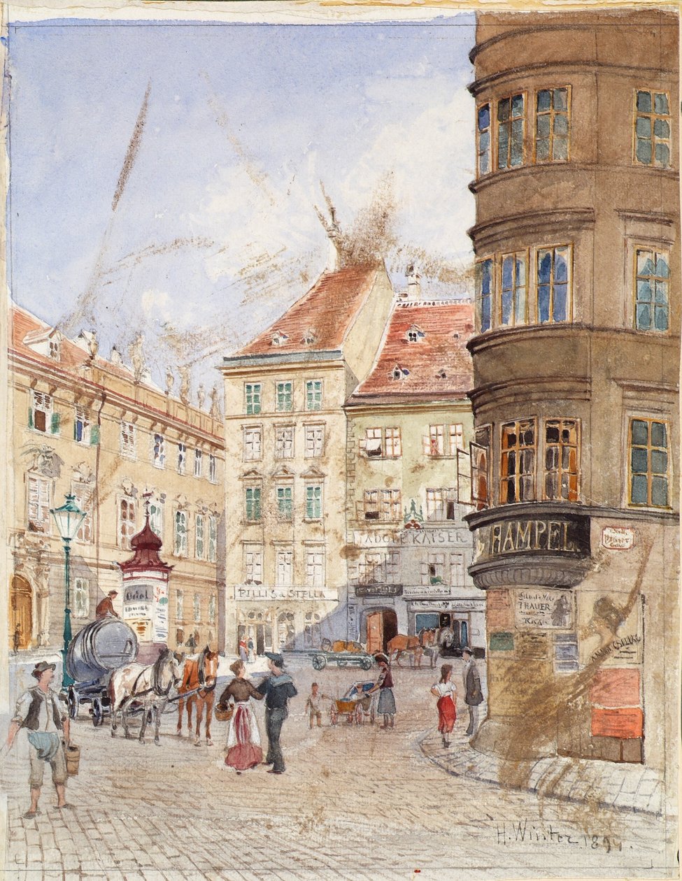 Het Jodenplein in Wenen door H. Winter