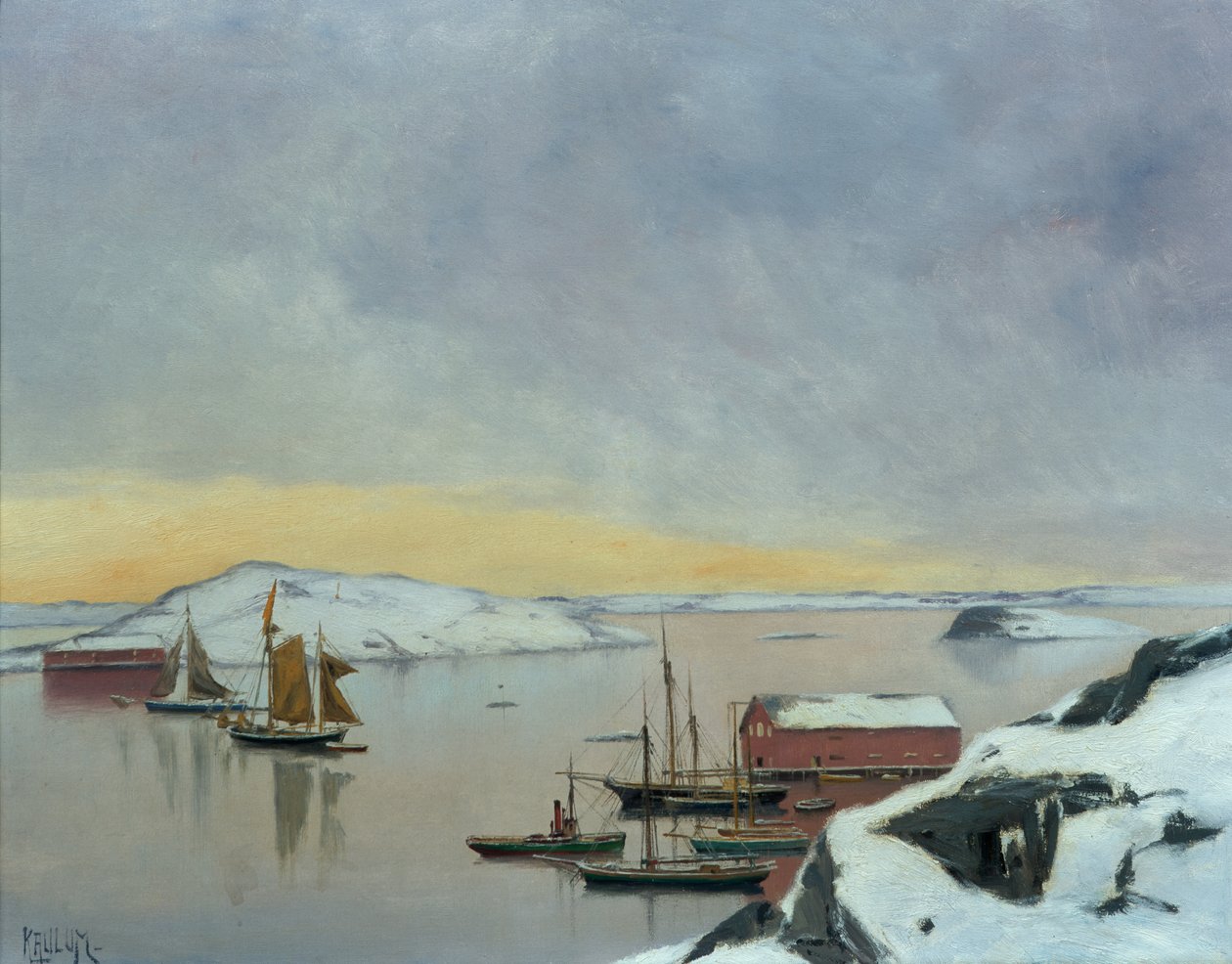 Boten in de haven door Haakon Kaulum