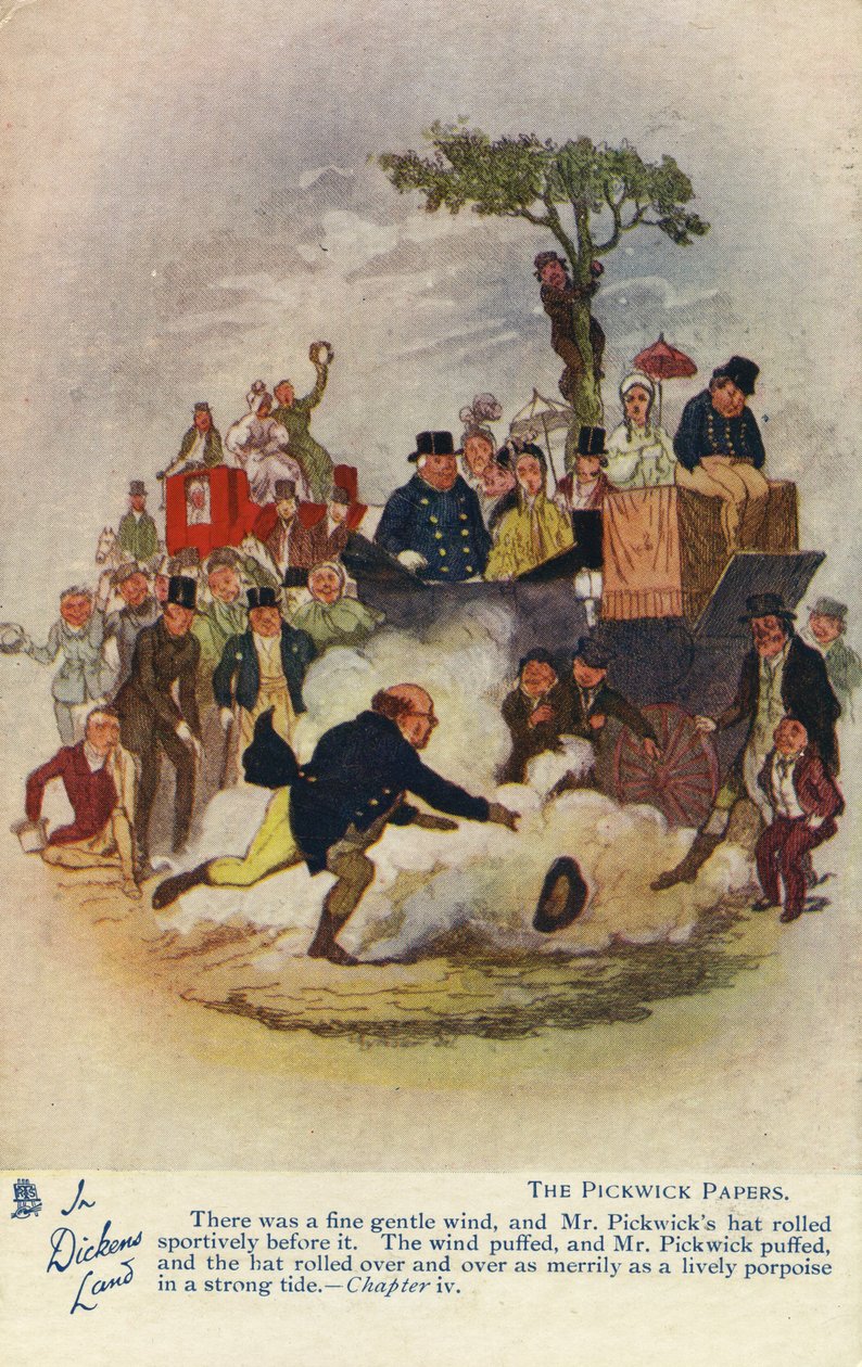 In Dickens Land - The Pickwick Papers Ansichtkaart, c.1905 door Hablot Knight Browne