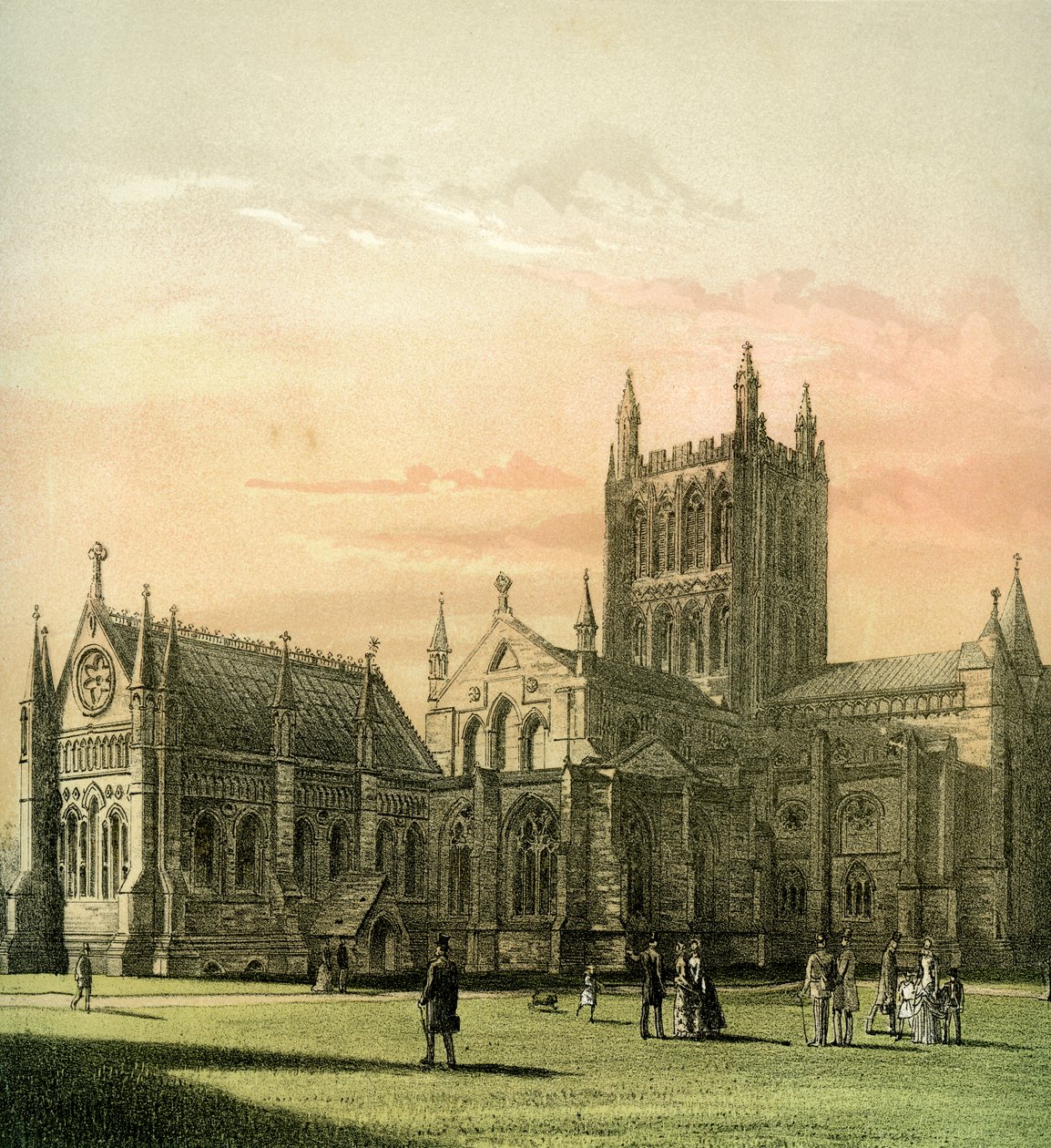 Hereford Cathedral, Herefordshire, ca. 1870 door Hanhart
