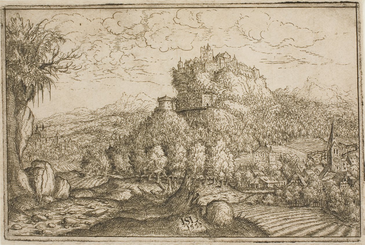 Kasteel op een heuveltop door Hanns Lautensack
