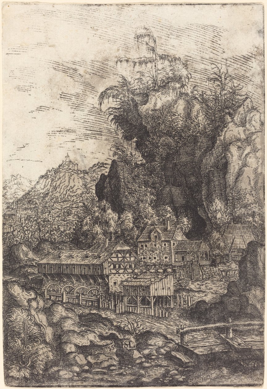 Landschap met een Watermolen door Hanns Lautensack