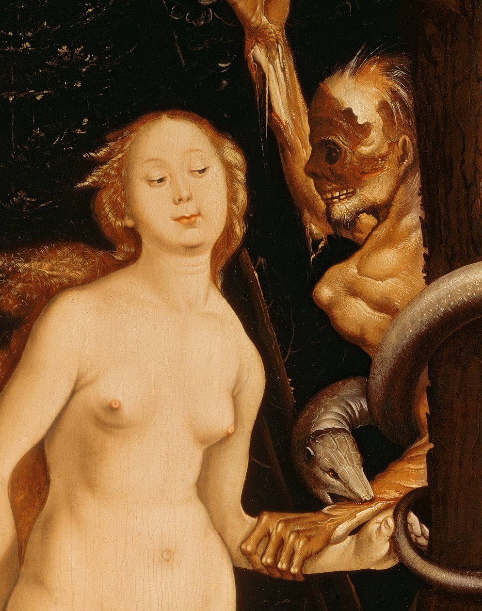 Eva, de slang en de dood (detail) door Hans Baldung Grien