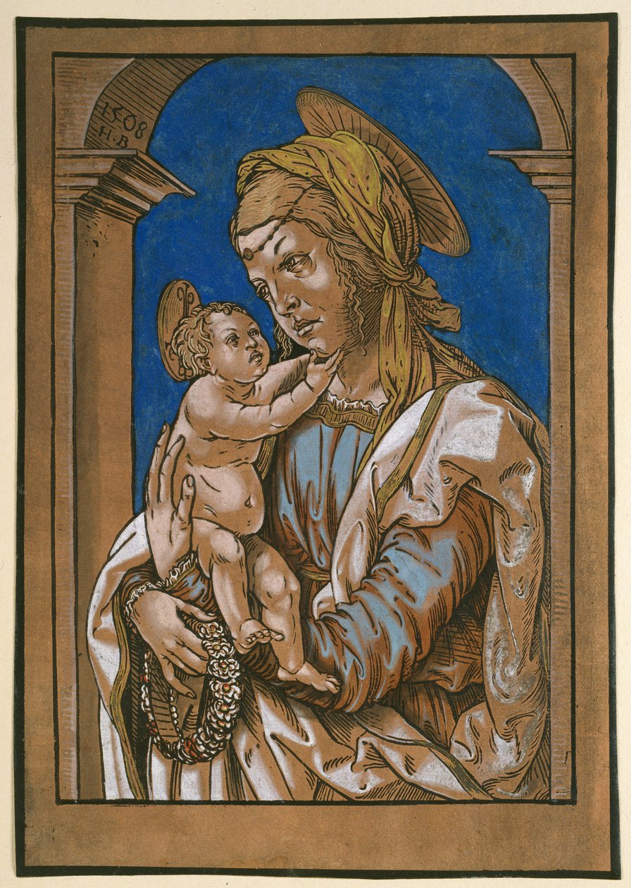 Madonna en kind onder een boog, 1508 door Hans Burgkmair