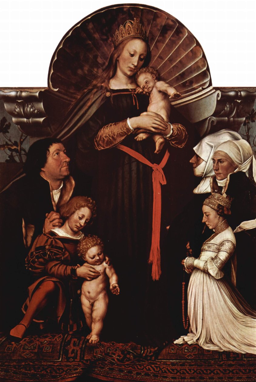 Madonna van de Basler Burgemeester Jakob Meyer (Darmstädter Madonna), met Stichterportretten door Hans Holbein