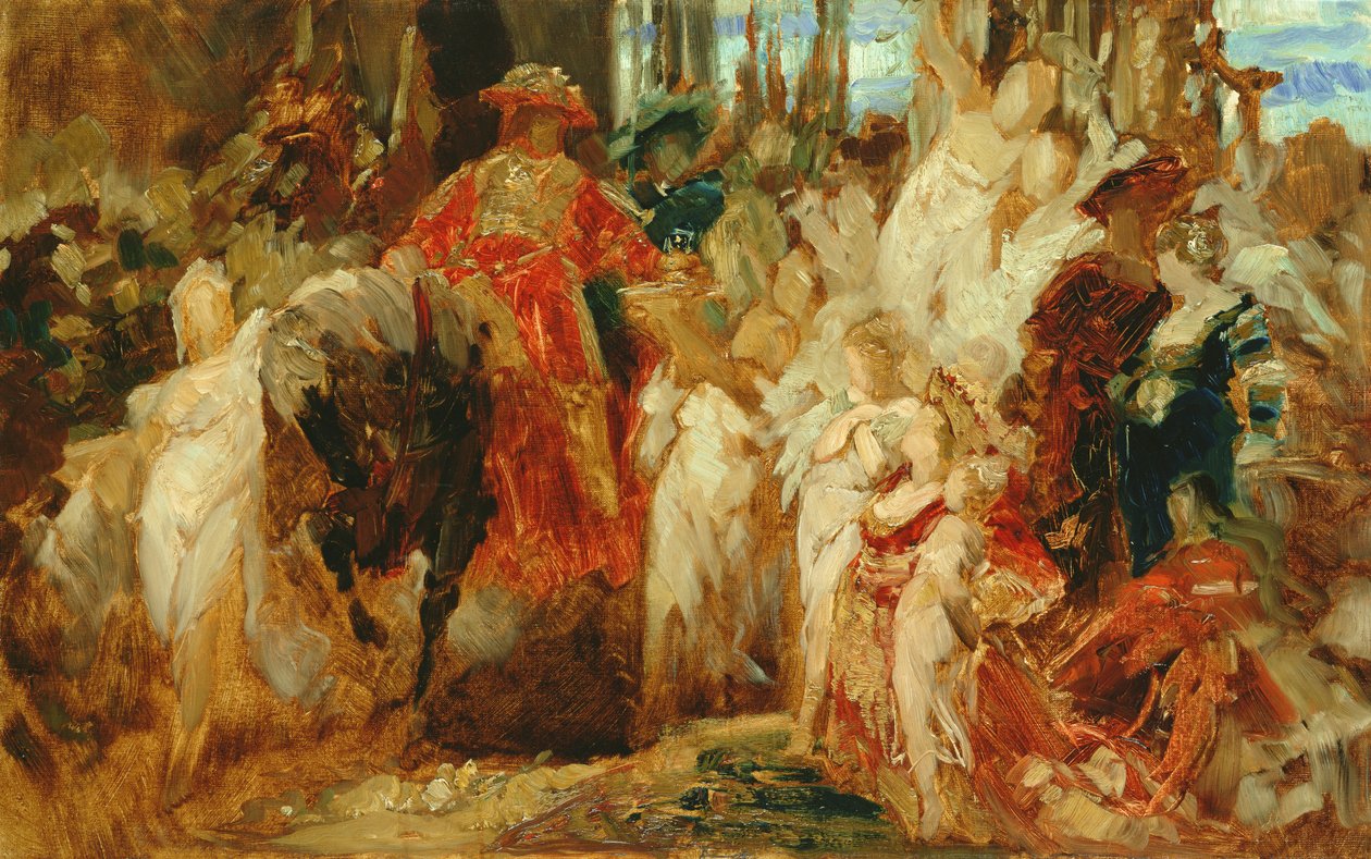 Studie voor De Intocht van Keizer Karel V (1500-58) in Antwerpen in 1520, 1876-77 door Hans Makart