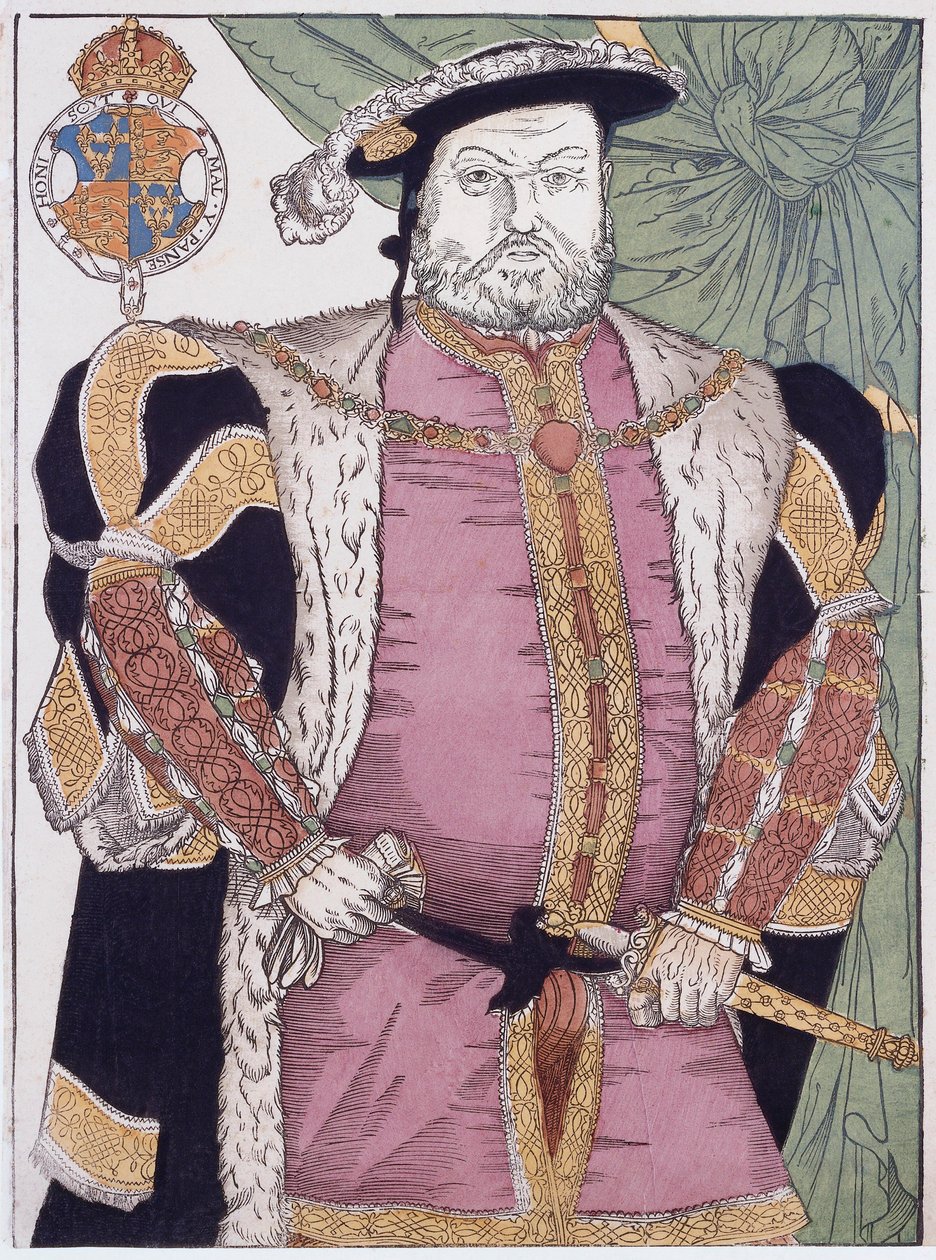 Koning Hendrik VIII van Engeland (gravure) door Hans (after) Holbein