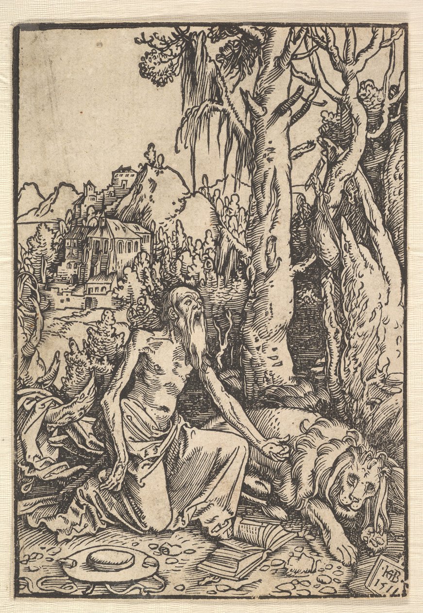 St. Hiëronymus in de woestijn door Hans Baldung