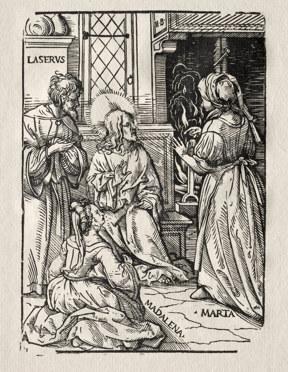 Christus in het huis van Lazarus door Hans Burgkmair