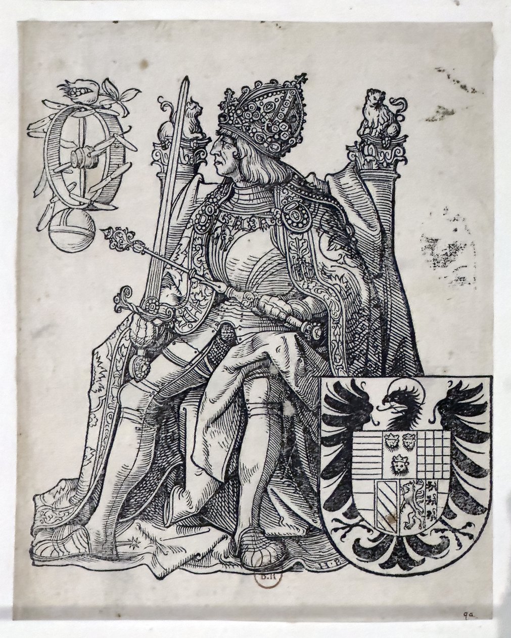 De Keizer Maximiliaan, circa 1509-1512 (gravure) door Hans Burgkmair