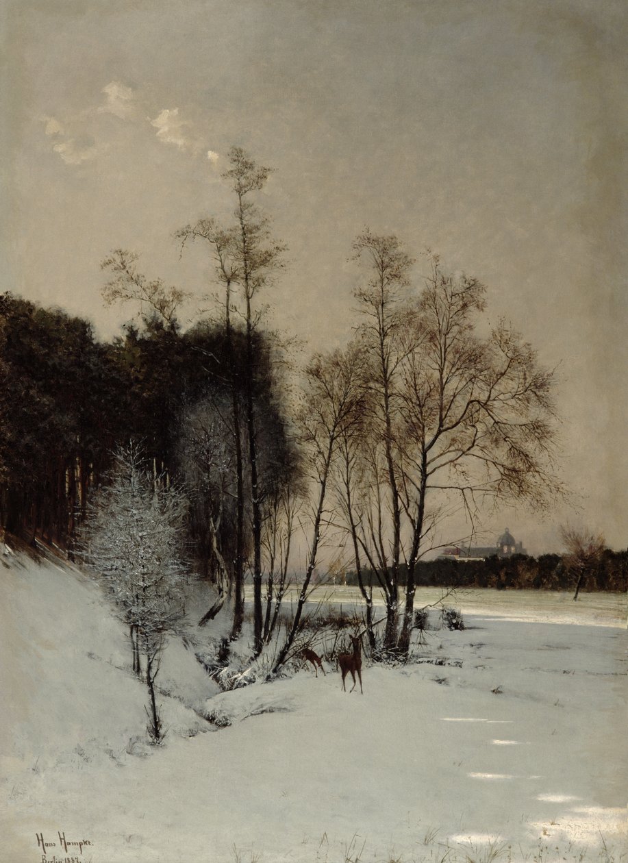 Een winterzicht in Posen, 1887 door Hans Hampke