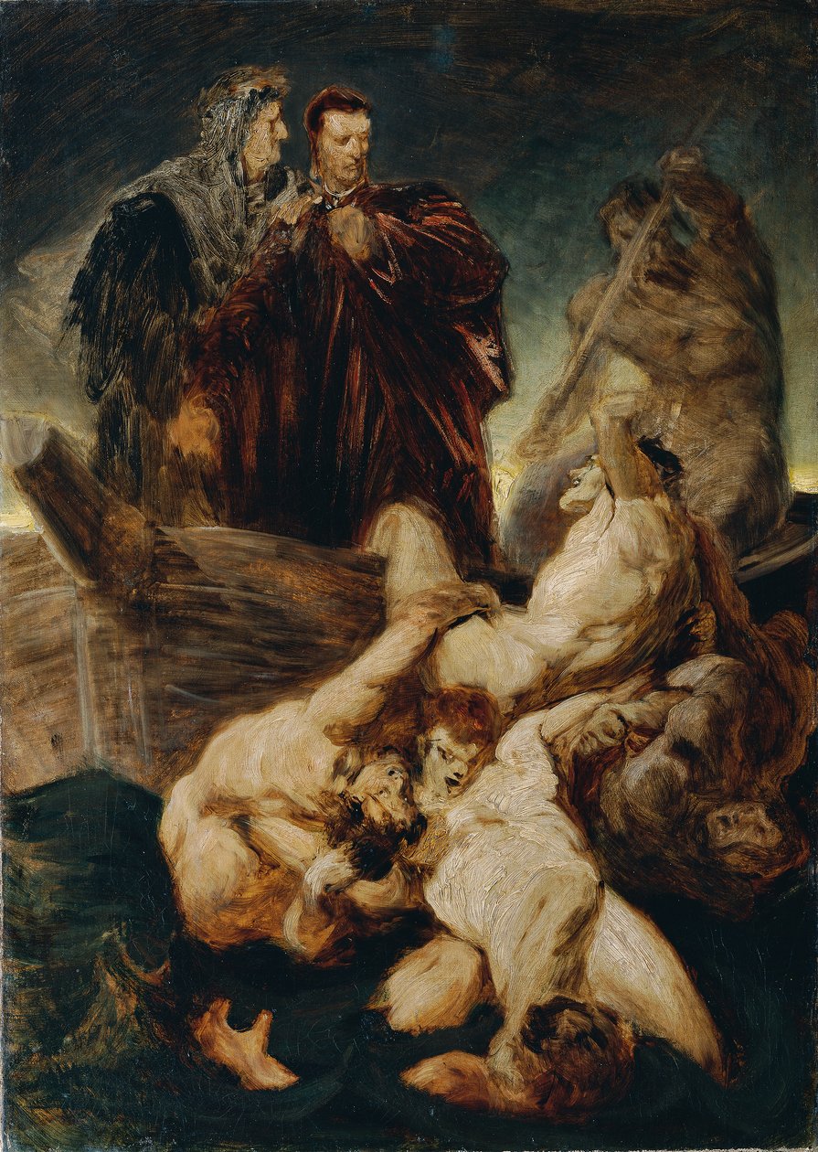 Dante en Vergilius in de hel door Hans Makart