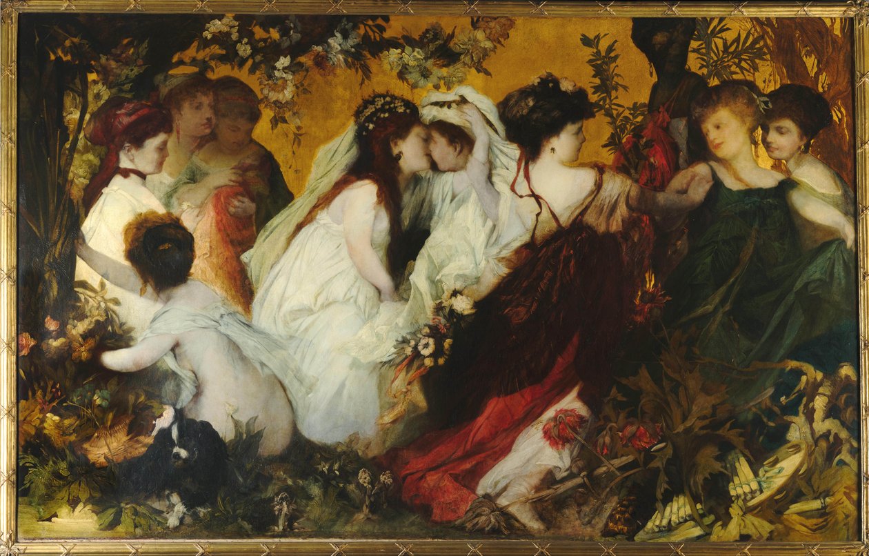 Moderne Amoretti, drieluik, rechterpaneel door Hans Makart