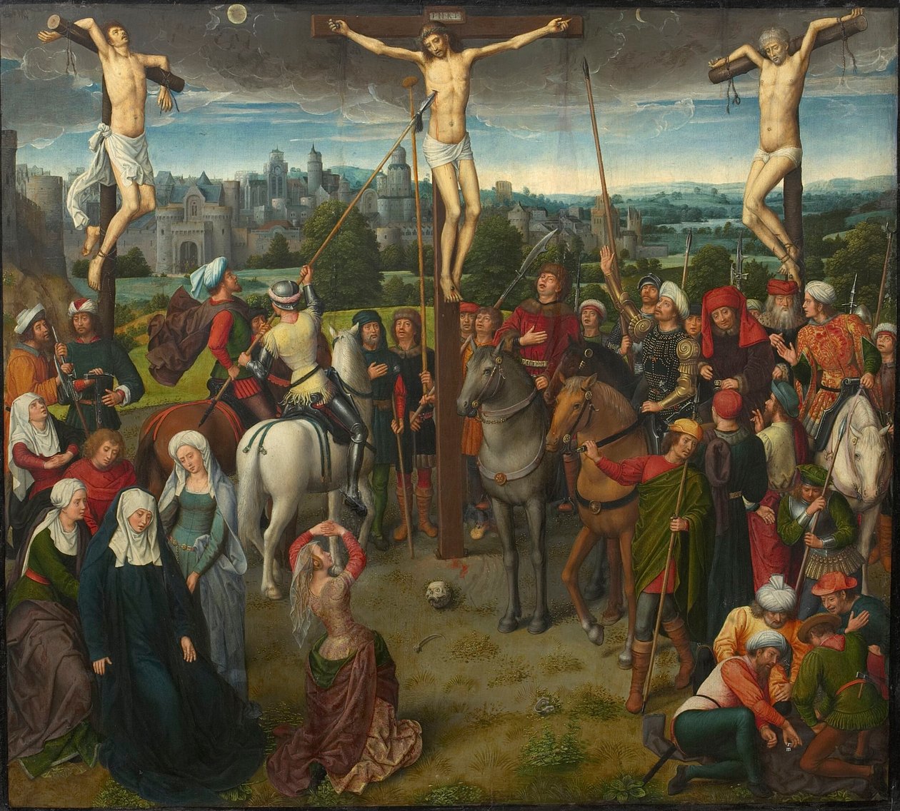 Calvarie drieluik, centraal paneel, 1480s door Hans Memling