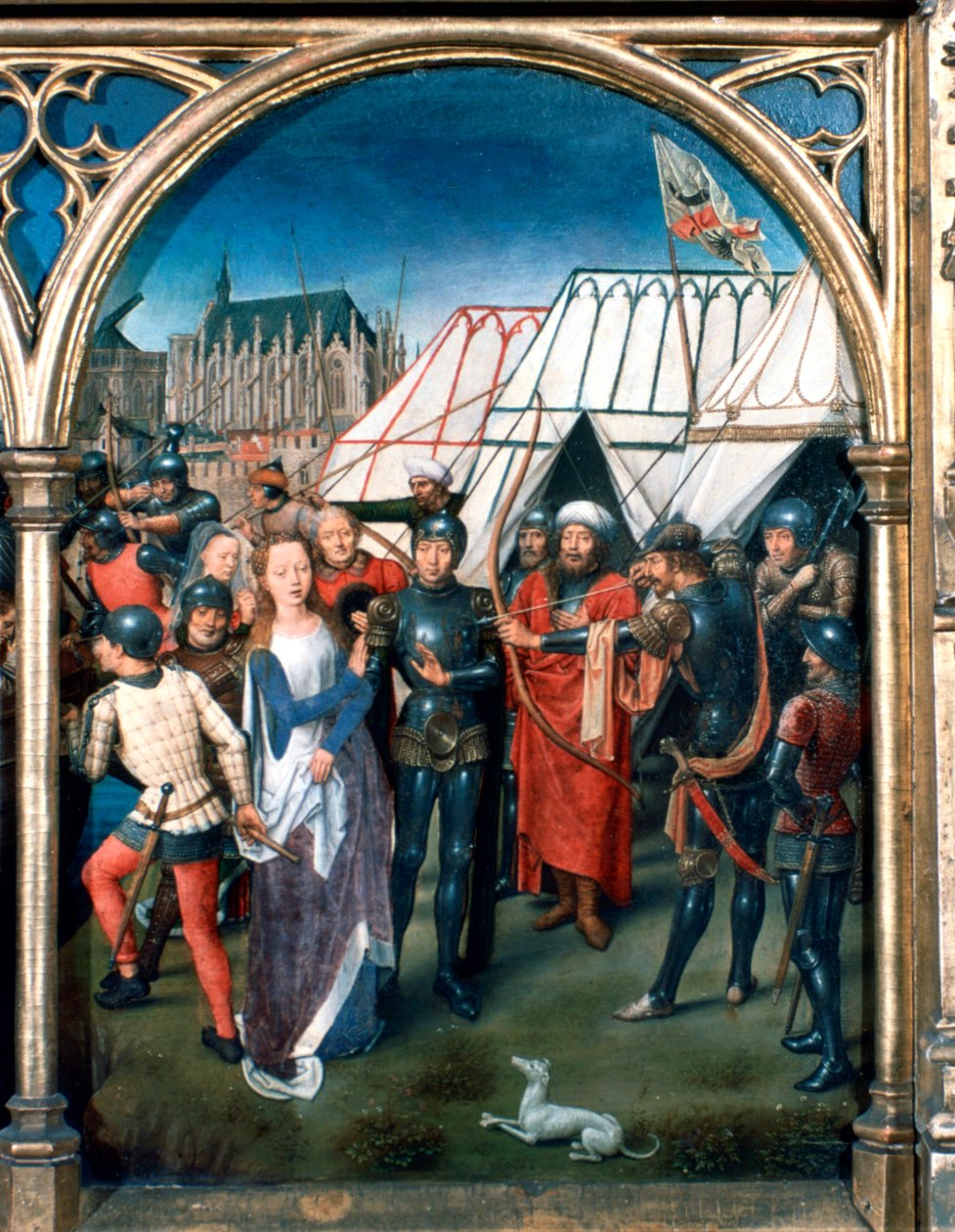St. Ursula-schrijn, martelaarschap in Keulen door Hans Memling