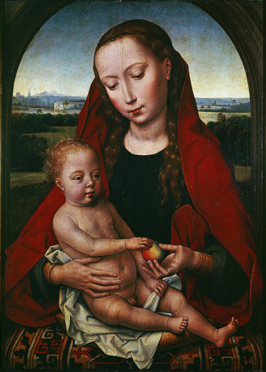 De Maagd en kind, 1480-1490 door Hans Memling