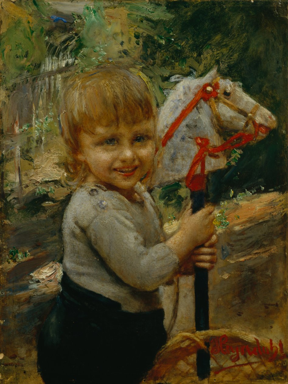 Jongen met stokpaard door Hans Olaf Heyerdahl