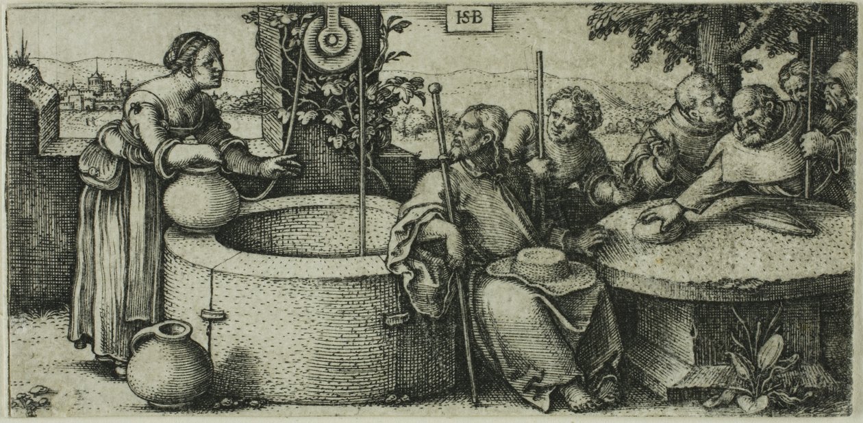 Christus en de vrouw van Samaria door Hans Sebald Beham