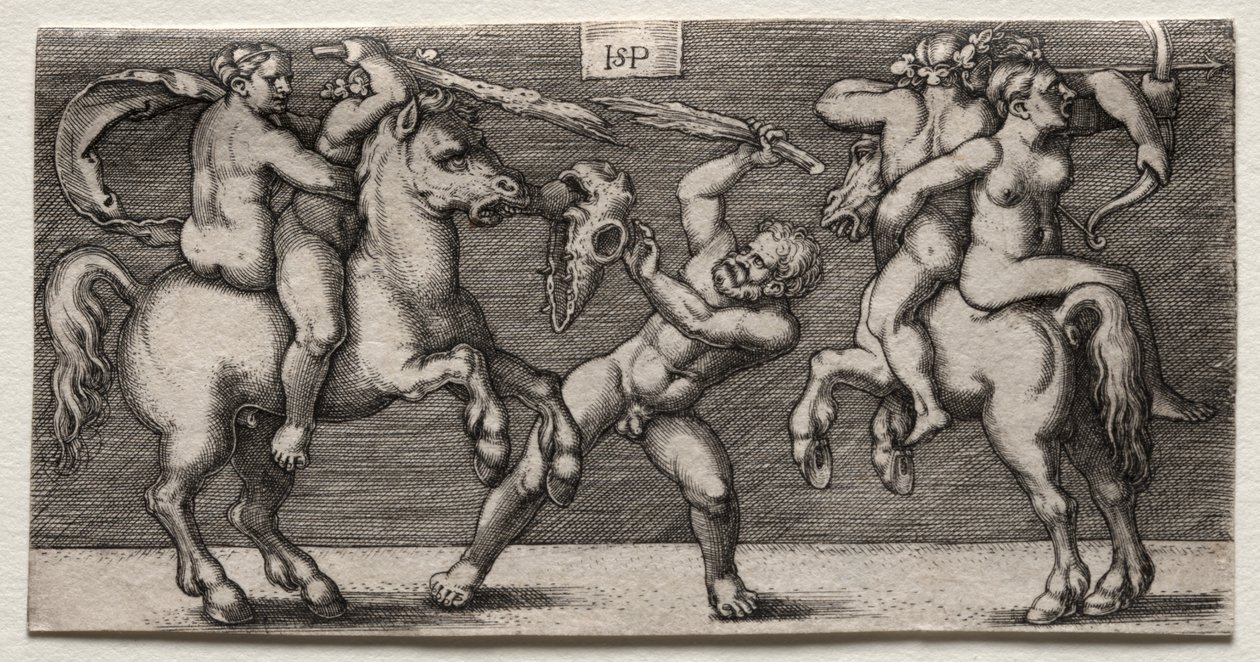 Gevecht van drie mannen door Hans Sebald Beham