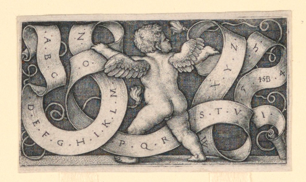 Genius met alfabet door Hans Sebald Beham