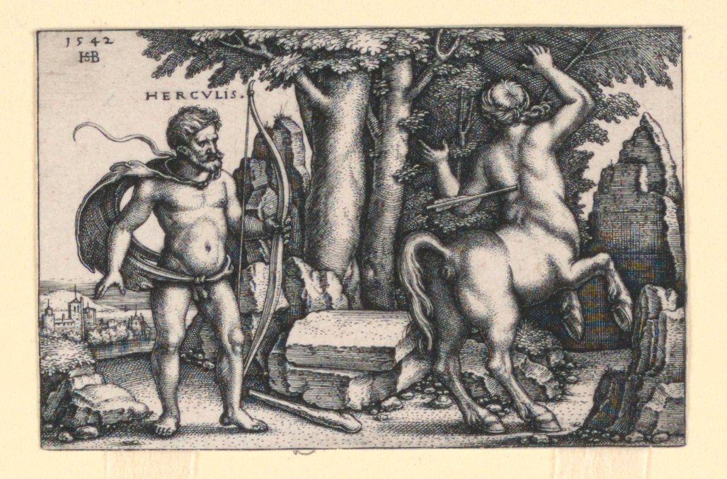 Hercules doodt Nessus door Hans Sebald Beham