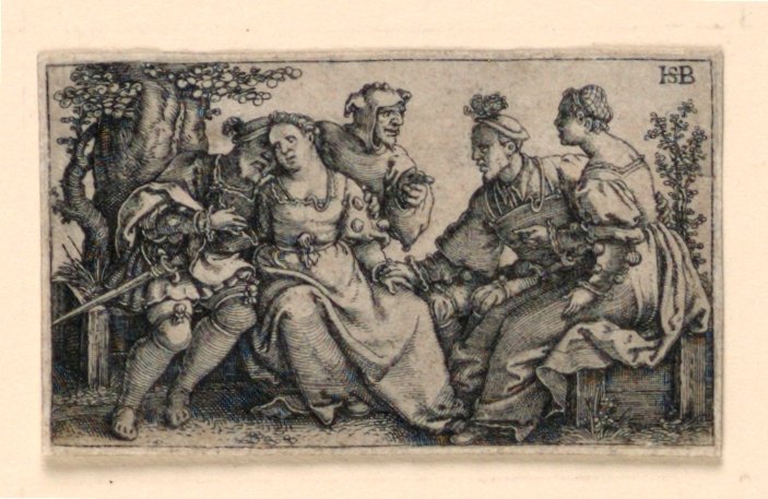 Twee stellen en de nar door Hans Sebald Beham