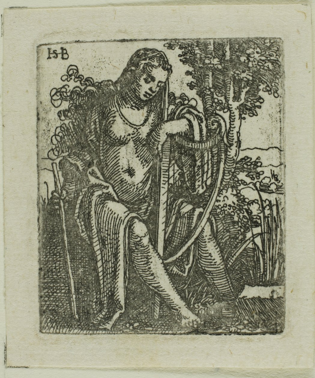 Vrouw met een harp door Hans Sebald Beham