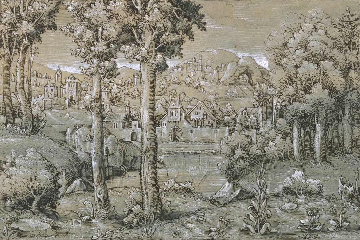 Imaginaire Landschap, 1543 door Hans Sebald Lautensack