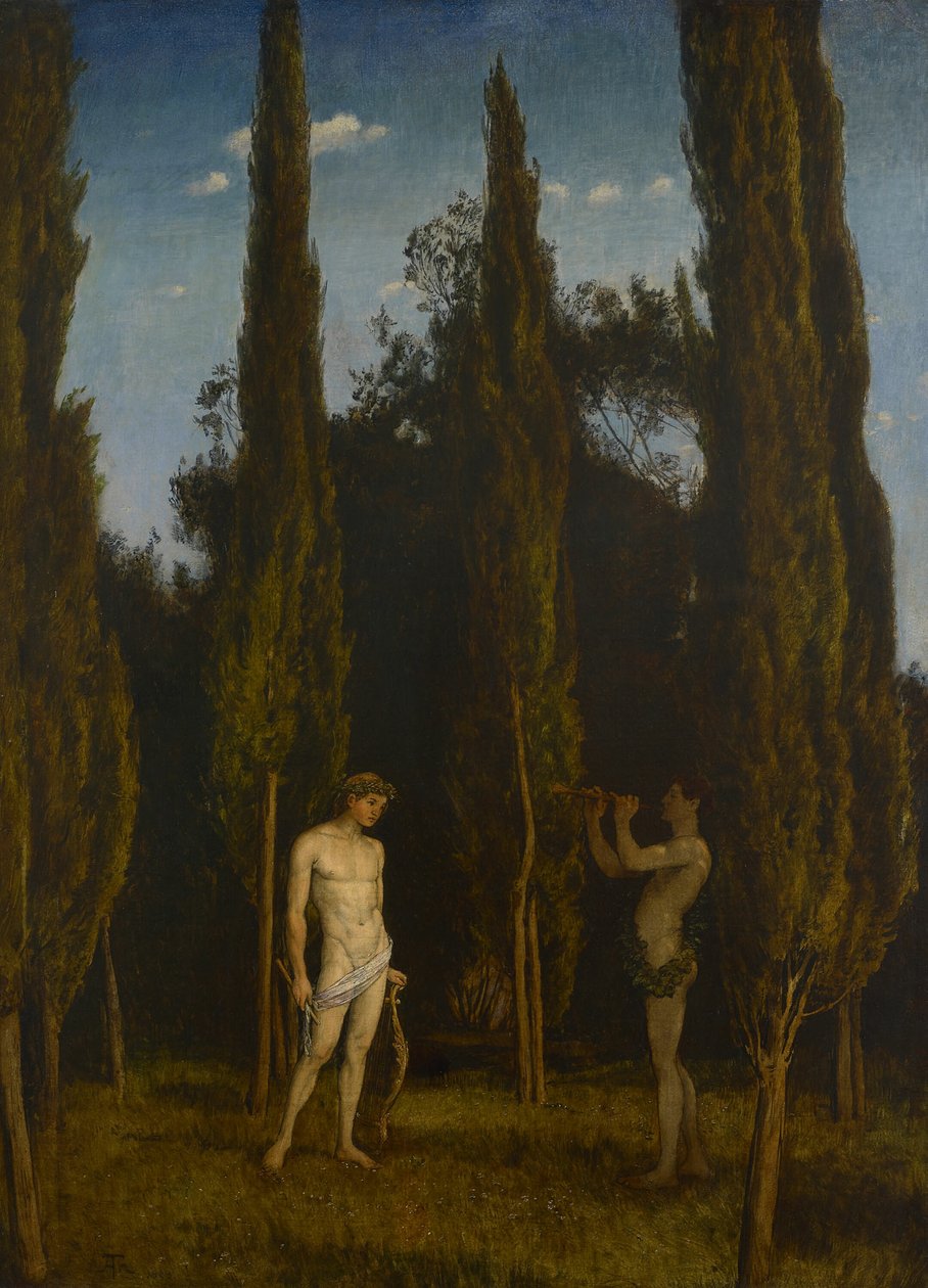 Apollo en Marsyas door Hans Thoma