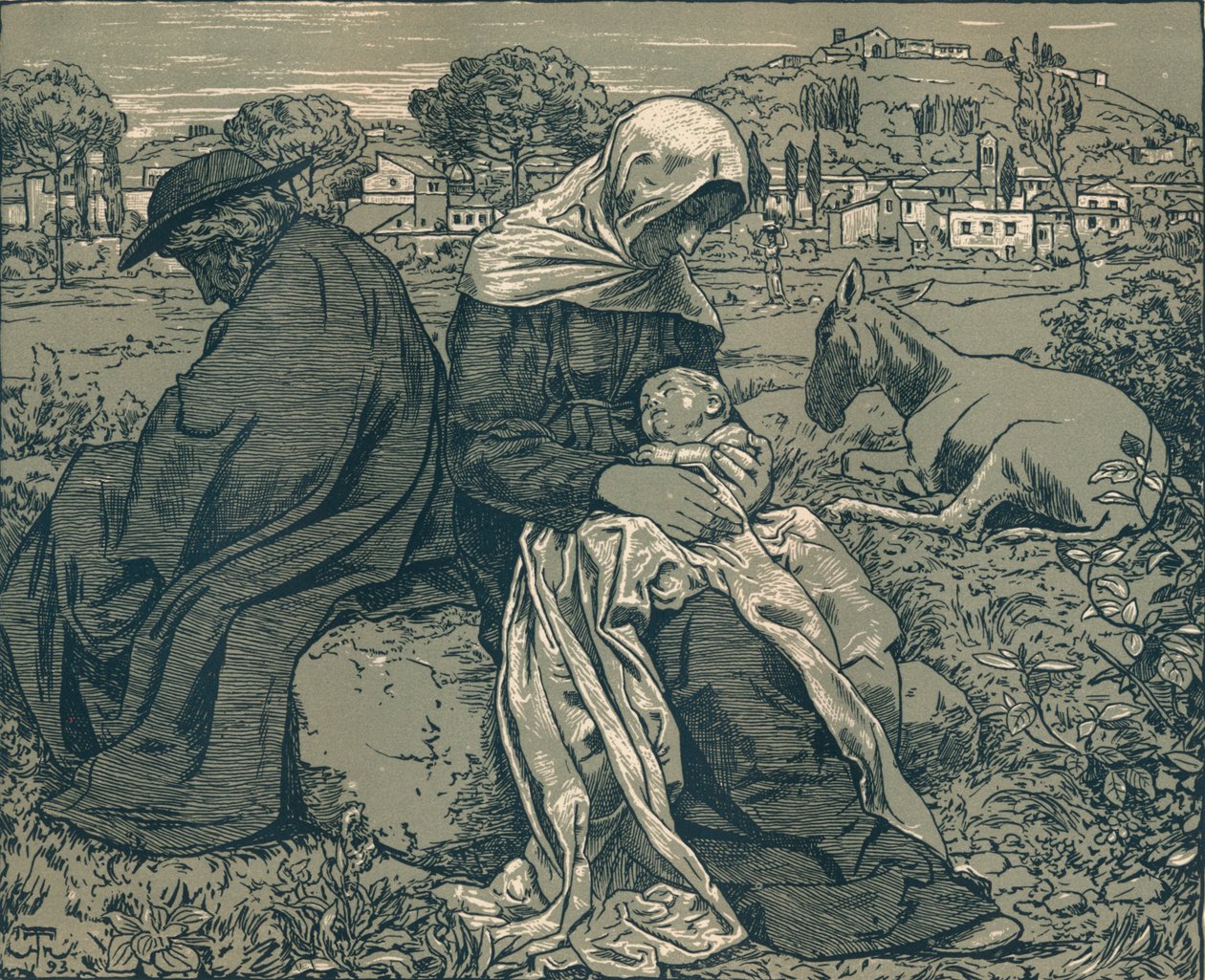 Rust tijdens de Vlucht naar Egypte, ca. 1897 door Hans Thoma