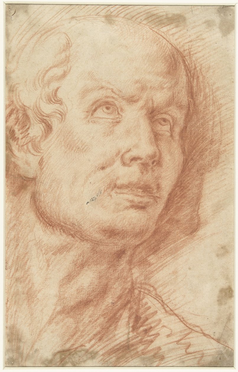 Manskop met omhooggerichte blik door Hans Troschel (possibly)