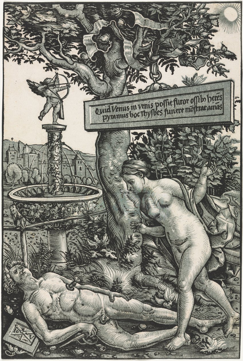 Pyramus en Thisbe, ca. 1510 door Hans Wechtlin