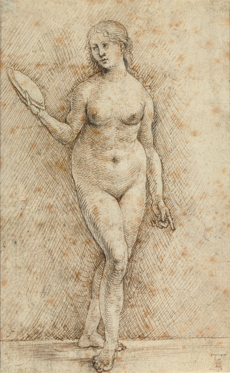 Naakt met spiegel (Vanitas) door Hans von Kulmbach