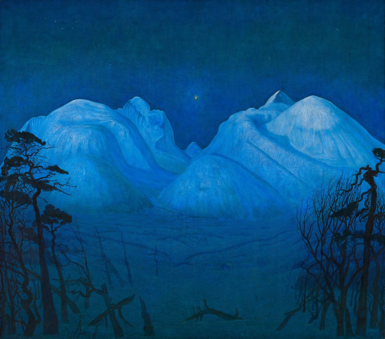 Winternacht in de Bergen door Harald Oscar Sohlberg