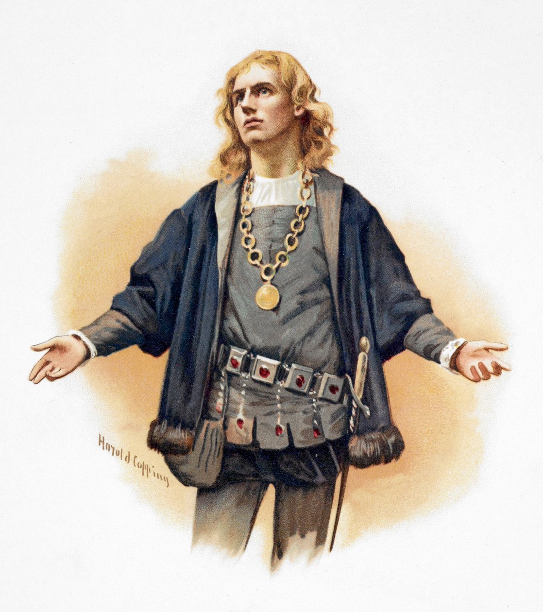 Portret van Hamlet, prins van Denemarken door Harold Copping