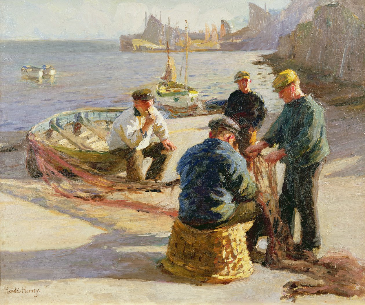 Newlyn Haven: Het Repareren van de Netten door Harold Harvey