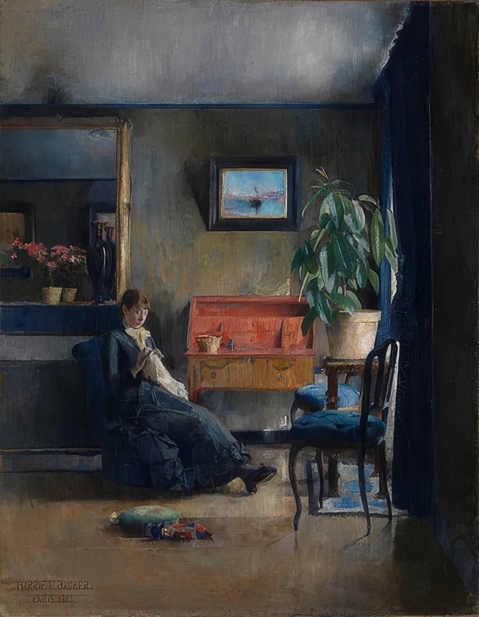 Blauw interieur door Harriet Backer