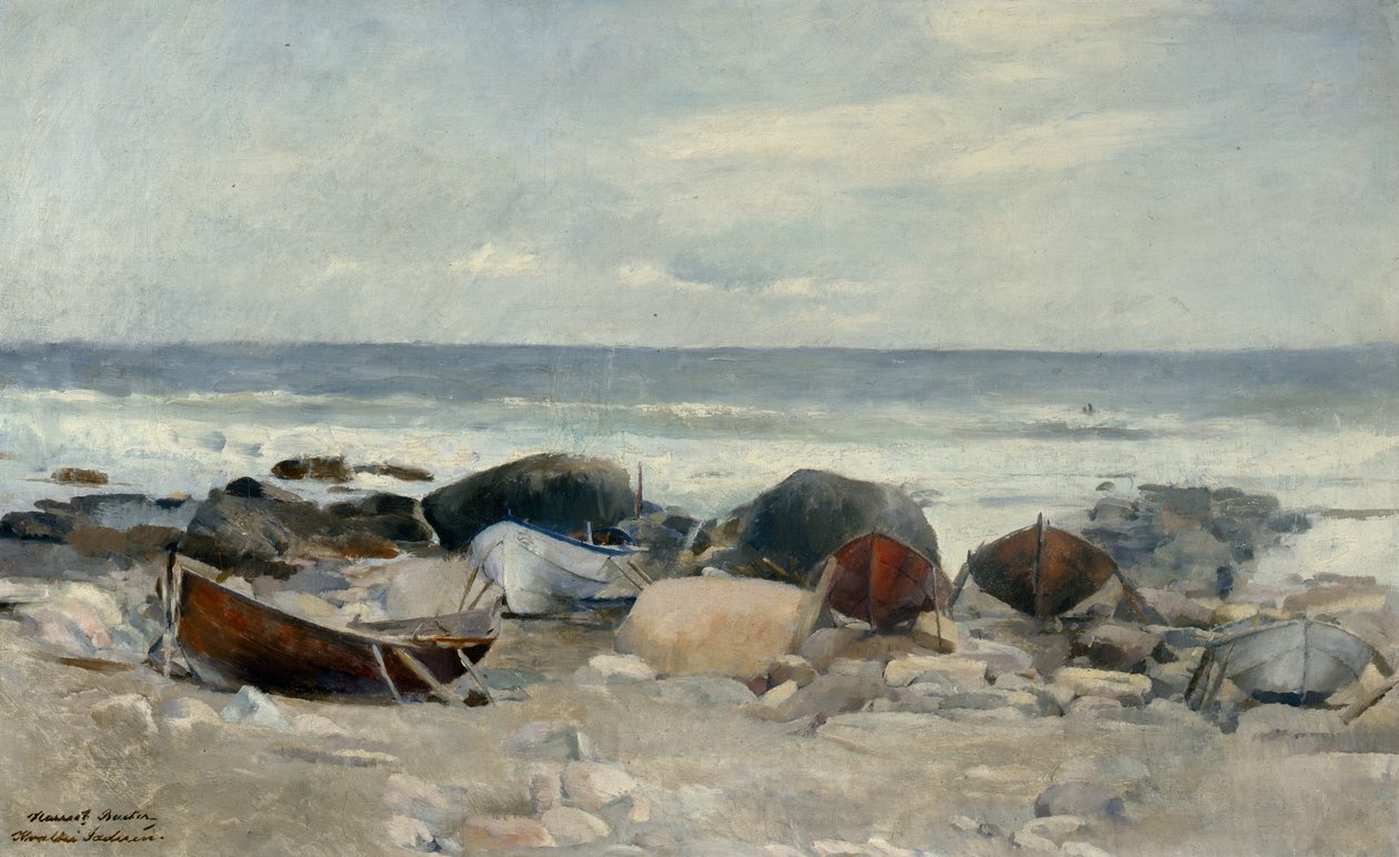 Boten op het strand, Jæren door Harriet Backer