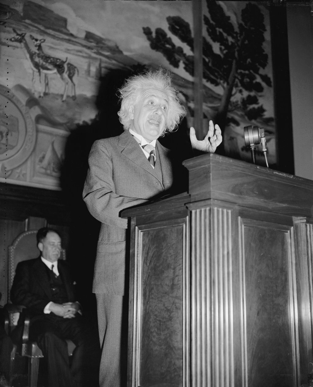 Albert Einstein spreekt, ca. 1940 door Harris & Ewing