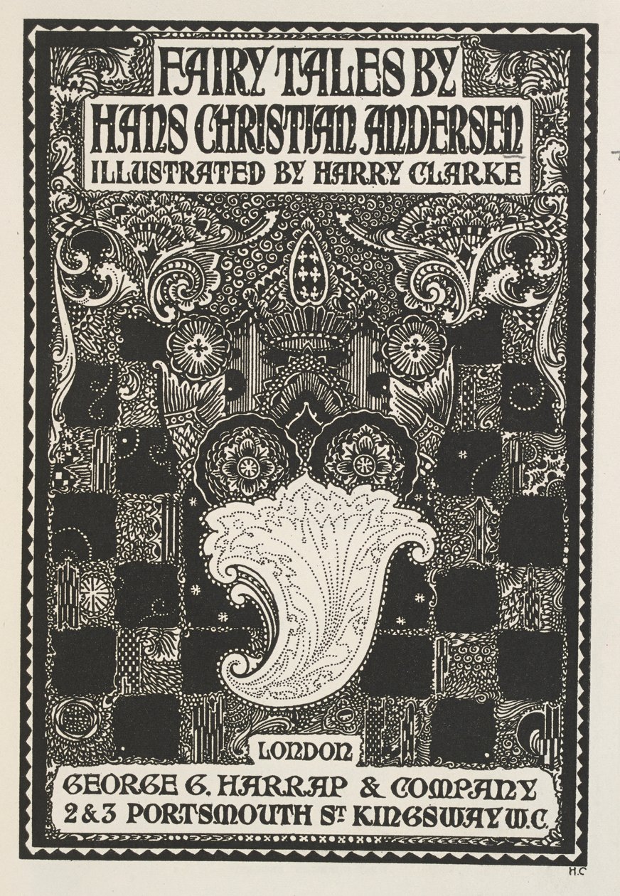 Geïllustreerde titelpagina, met symbolen en vierkanten. door Harry Clarke