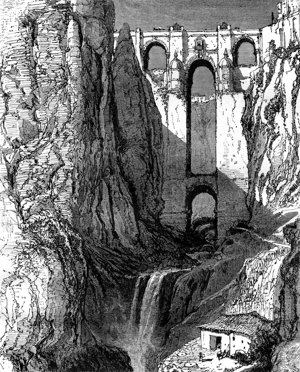 Puente Nuevo, Ronda, Spanje, 19e eeuw door Harry Fenn