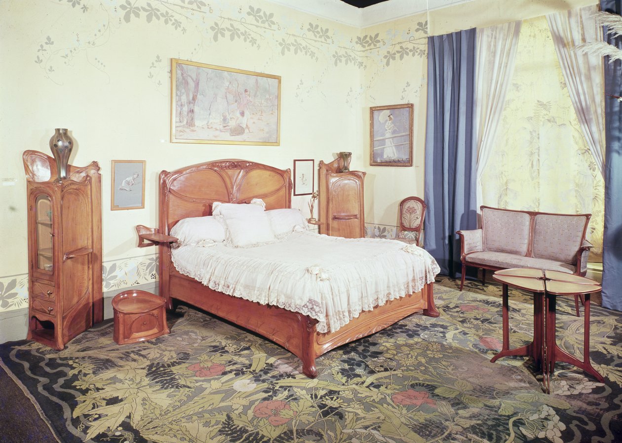 Art Nouveau slaapkamer, ca. 1900 door Hector Guimard