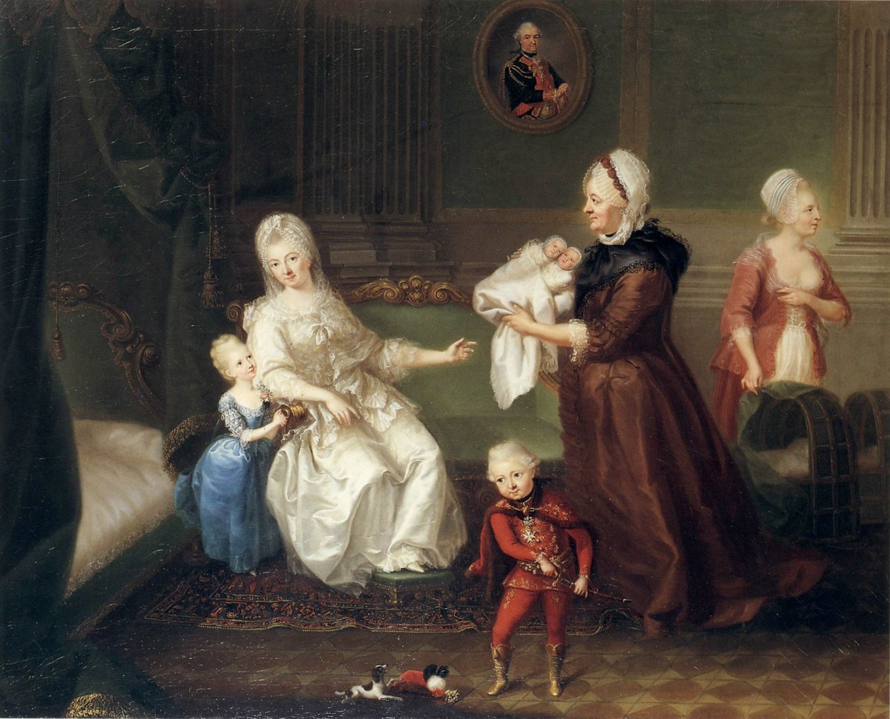 H C Brandt Gräfin Heydeck met haar Kinderen door Heinrich Carl Brandt